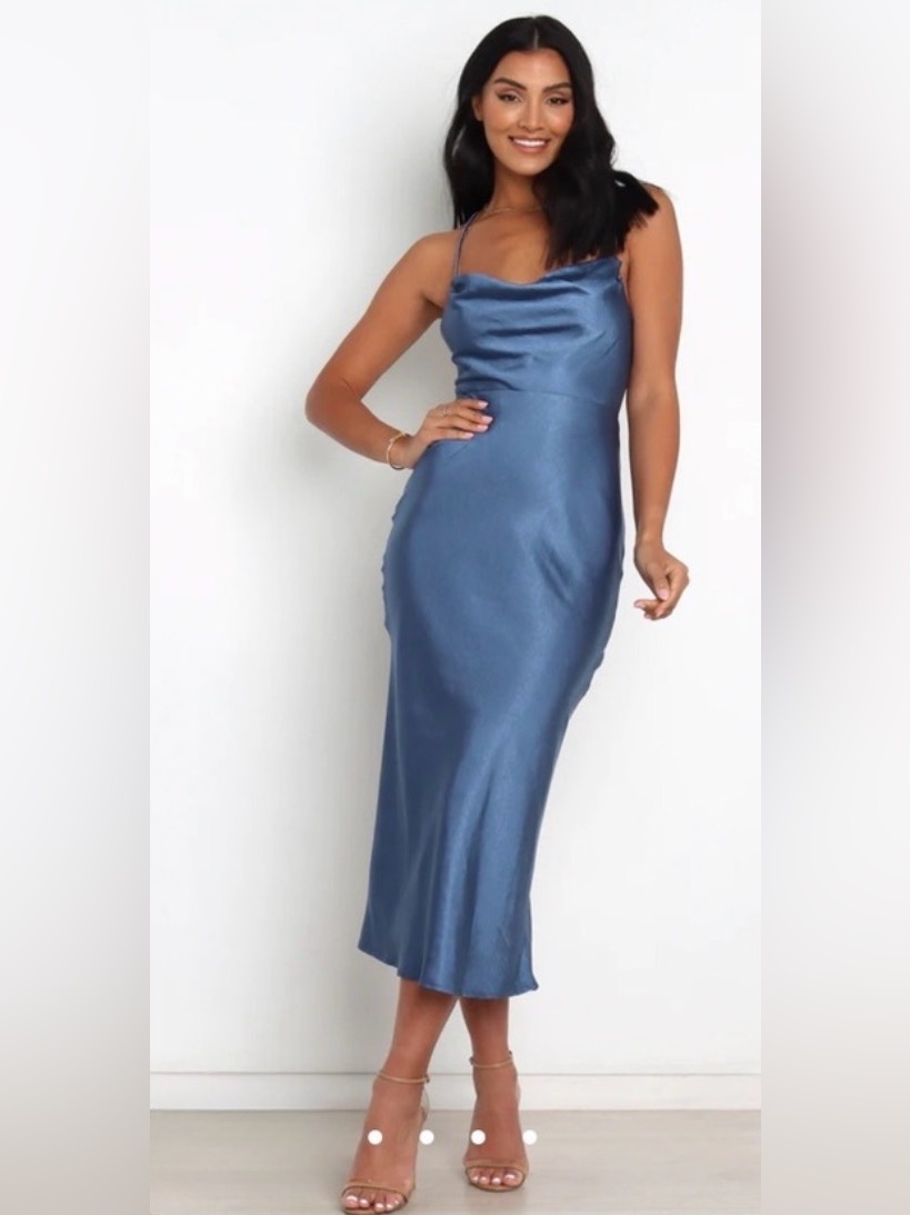 Petal & Pup Kamiya Dress Midi In Navy Blue